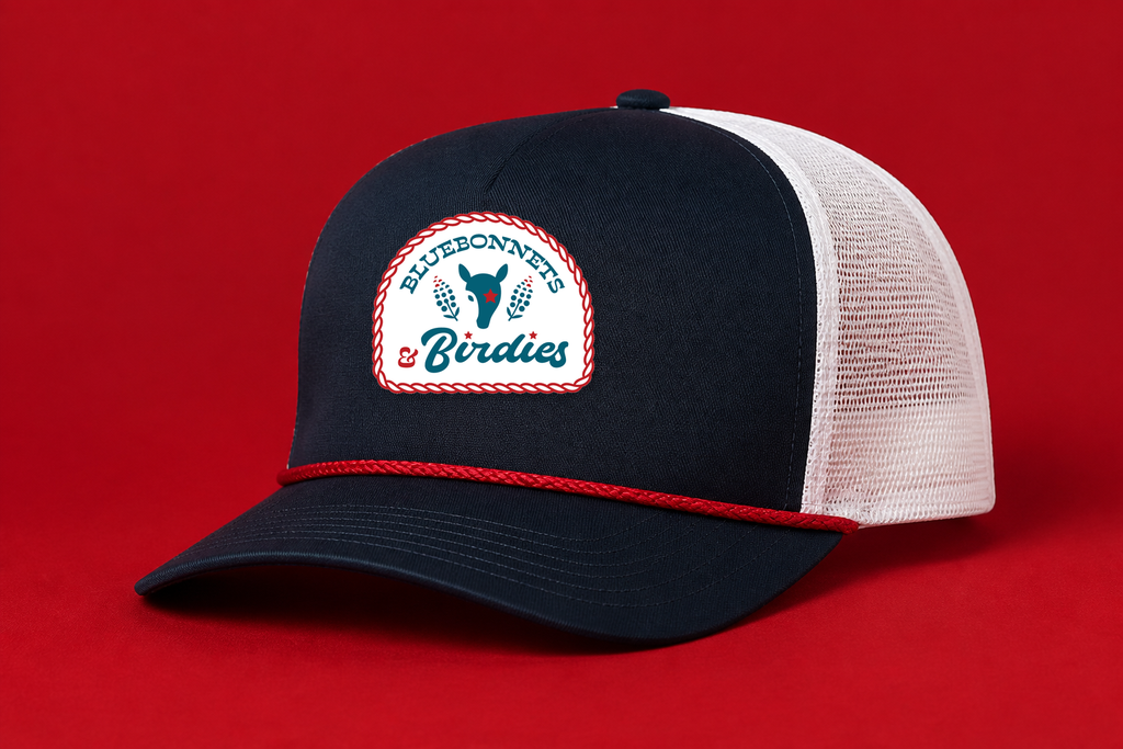Essential navy golf hat, Bluebonnets & Birdies