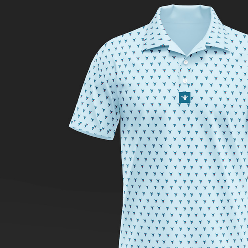Armed-adillo Blue golf polo, Bluebonnets & Birdies